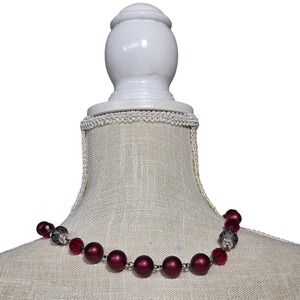 Red Beaded Necklace Costume Jewelry‎ Party Cocktail Statement